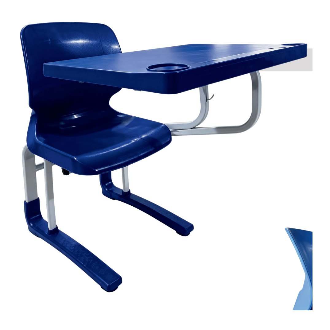 Poltrona Monobloco DMX azul com mesa lateral