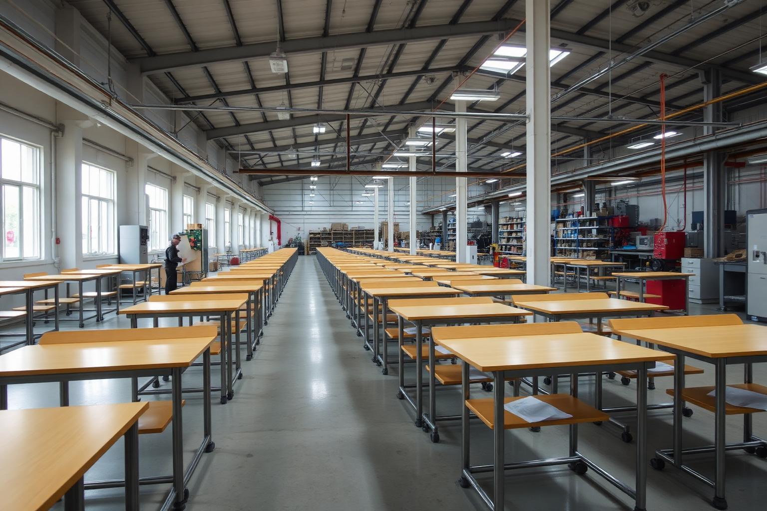 Linha de produção de mobiliário escolar da DMX
